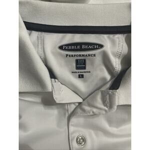 Pebble Beach Performance White Polo Wicking Technology Golf Athletic L Shirt